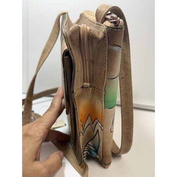 Lisa Loren Hand Painted Abstract Art Leather Crossbody Bag New Rare - Picture 6 of 9